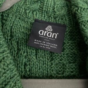 Aran Crafts Kelly Green Wrap Sweater 100% Merino Wool XL